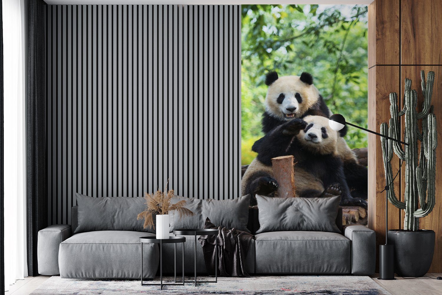 MuchoWow für Panda Fototapete bedruckt, - St), Brücke Fototapete (2 Natur, Wohnzimmer - Vliestapete Schlafzimmer Matt, Küche,