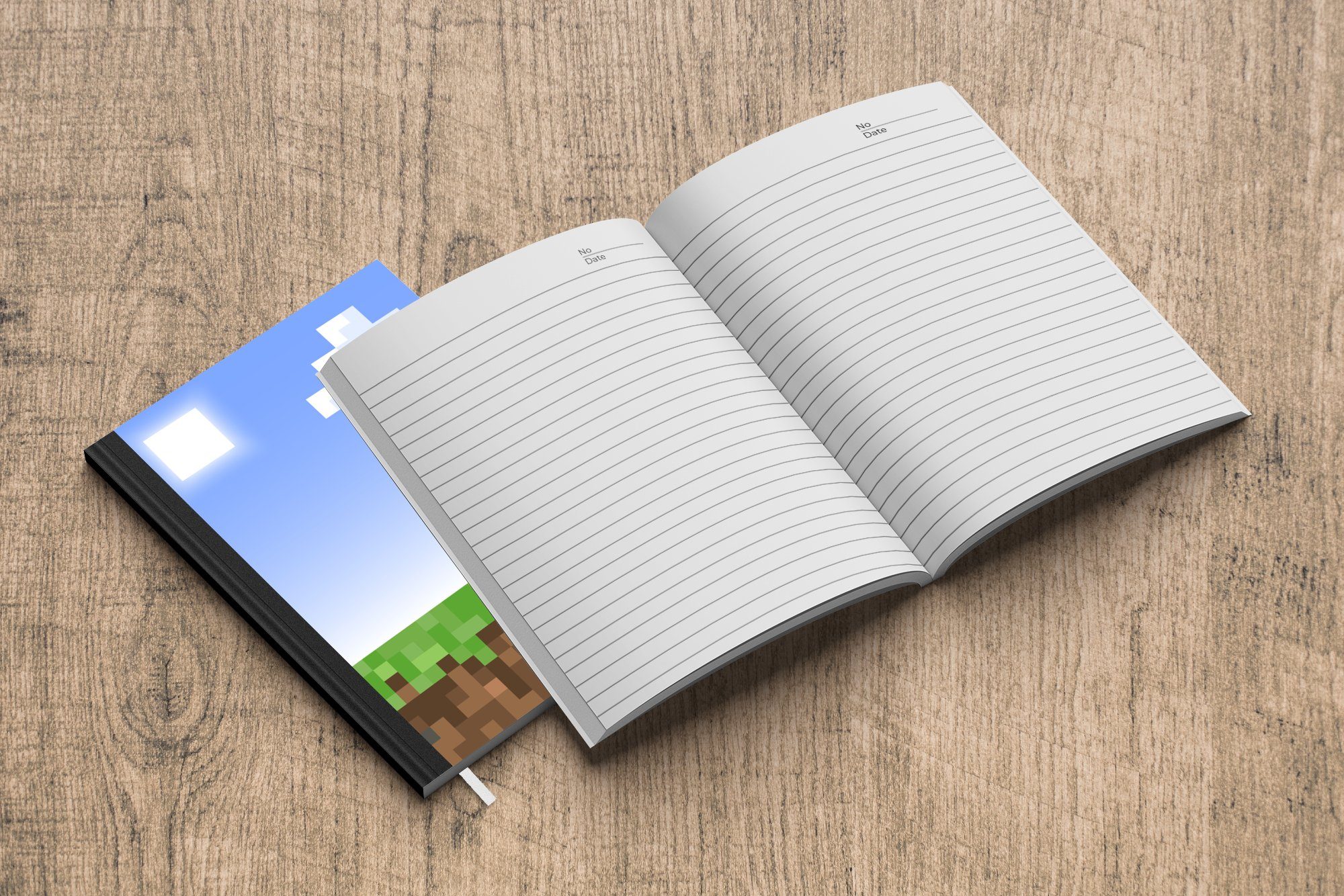 - Tagebuch, Notizheft, 98 - Merkzettel, A5, Spiele Gras, Seiten, Journal, Notizbuch Pixel Spiele - Haushaltsbuch MuchoWow