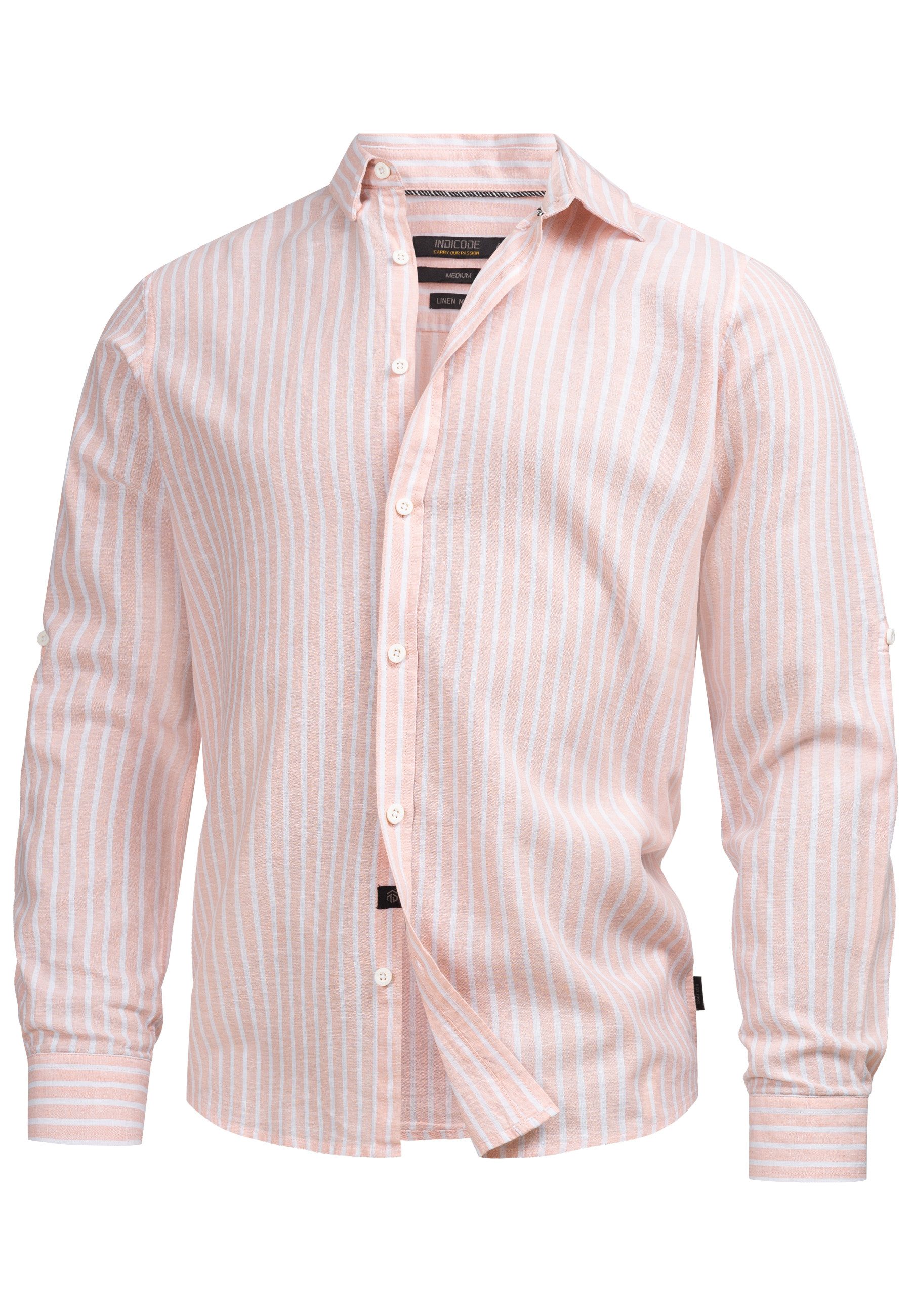 Indicode Langarmhemd Herren Brayden Herrenhemd Langarm mit Button-Down-Krag günstig online kaufen