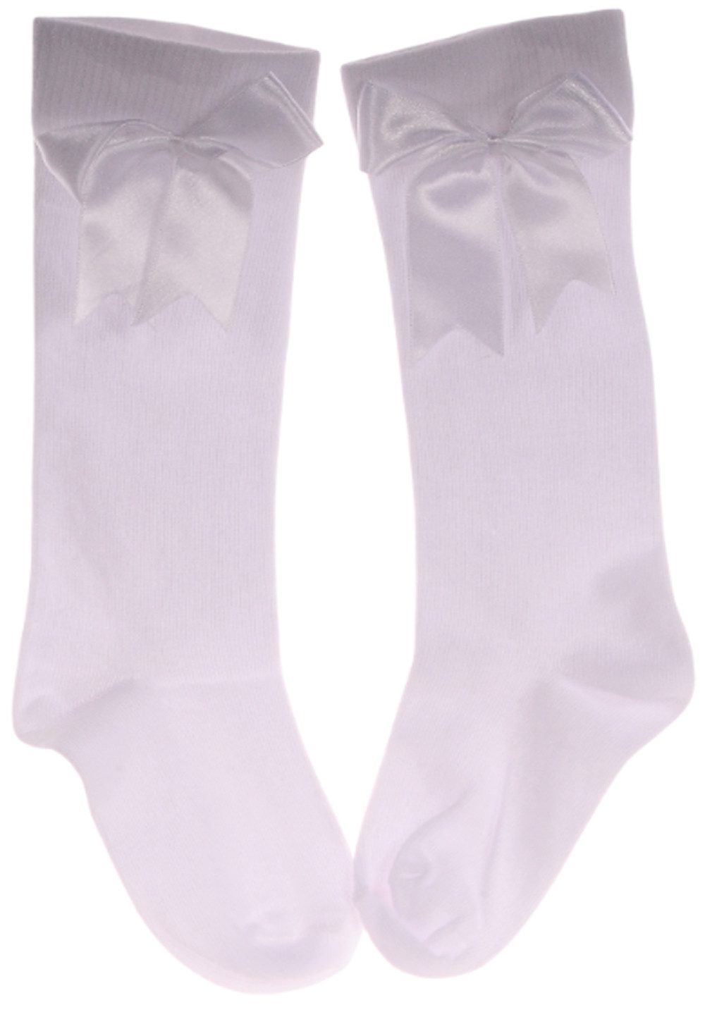 La Bortini Kniestrümpfe Lange Socken für Baby und Kinder Strümpfe mit Schleifen in weiß Größen nach Wahl von 13 bis 37 für Babys Kinder Mädchen Damen