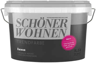 SCHÖNER WOHNEN FARBE Wand- und Deckenfarbe TRENDFARBE, matt, 2,5 Liter, Luna, hochdeckende Wandfarbe - für Allergiker geeignet