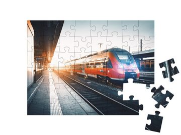 puzzleYOU Puzzle Hochgeschwindigkeitszug im Bahnhof, 48 Puzzleteile, puzzleYOU-Kollektionen Lokomotive