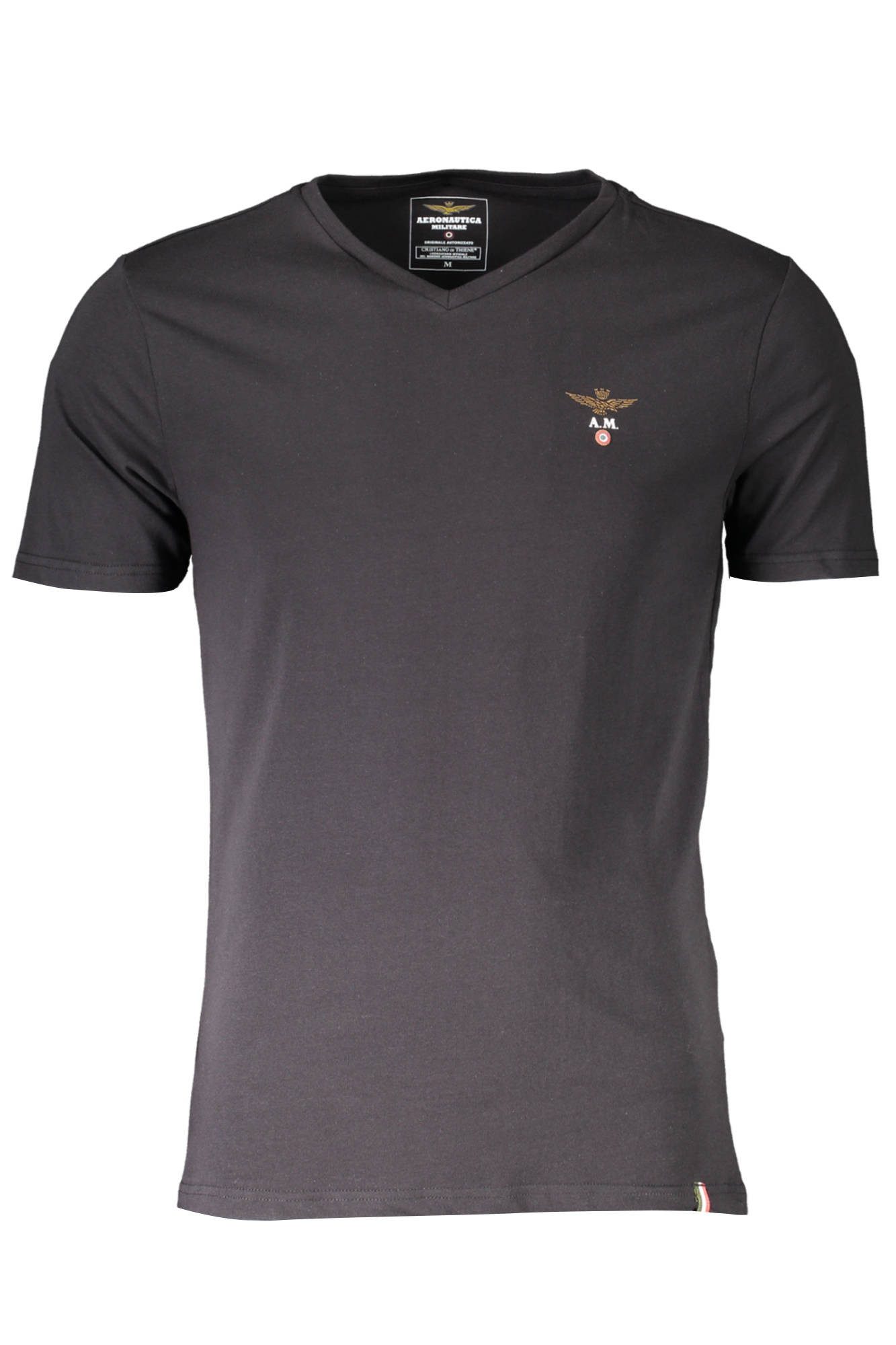 Aeronautica Militare T-Shirt Flexibles Herren-T-Shirt Schwarz mit V-Ausschnitt