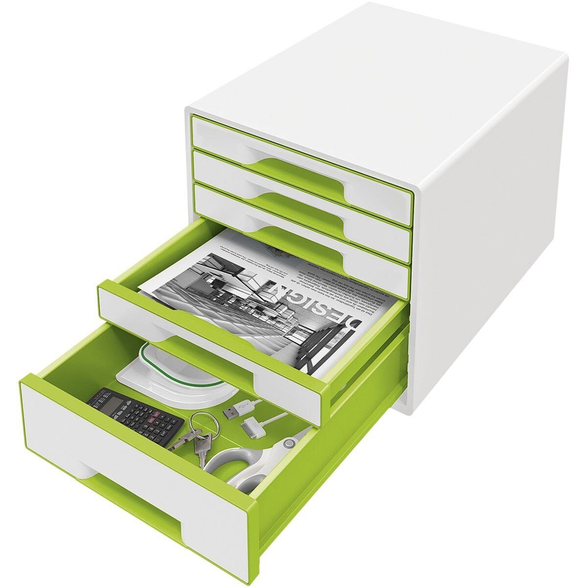 LEITZ Schubladenbox WOW Cube 5214, mit 5 Schubladen, geschlossen, stapelbar