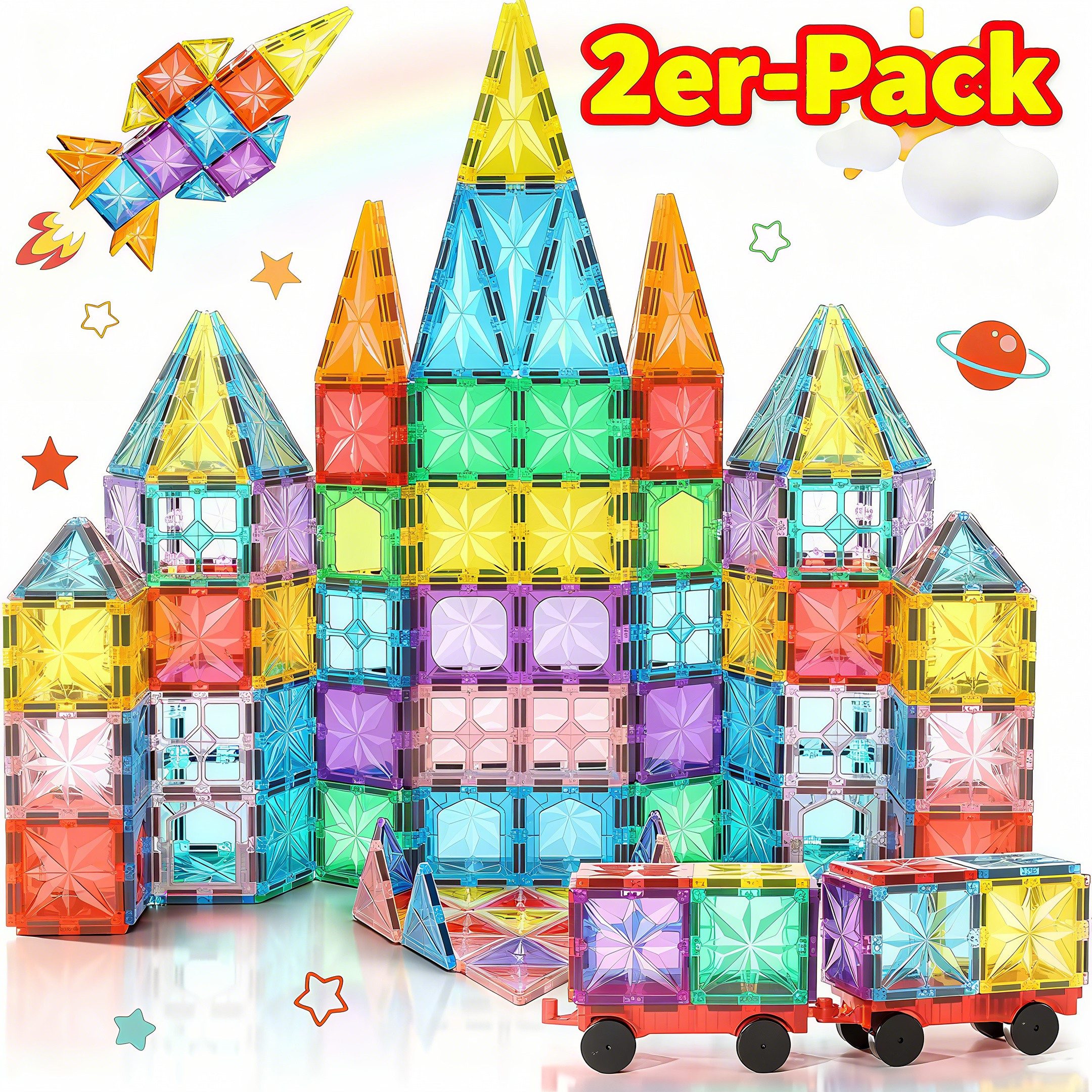 POPOLIC Magnetische Bausteine 61 Teiles Magnetbausteine Magnetspielbaustein günstig online kaufen