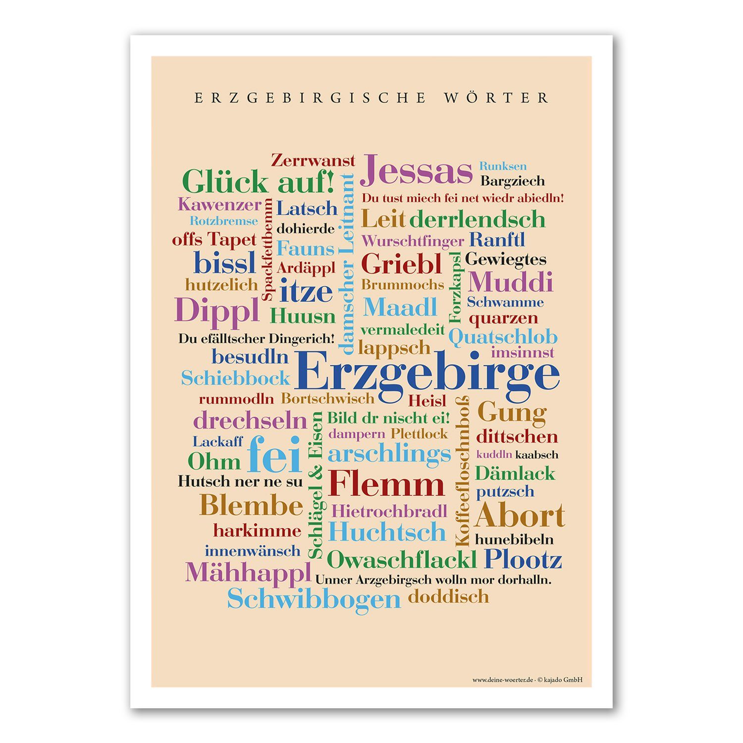 Deine Wörter Postkarte Poster Erzgebirgische Wörter
