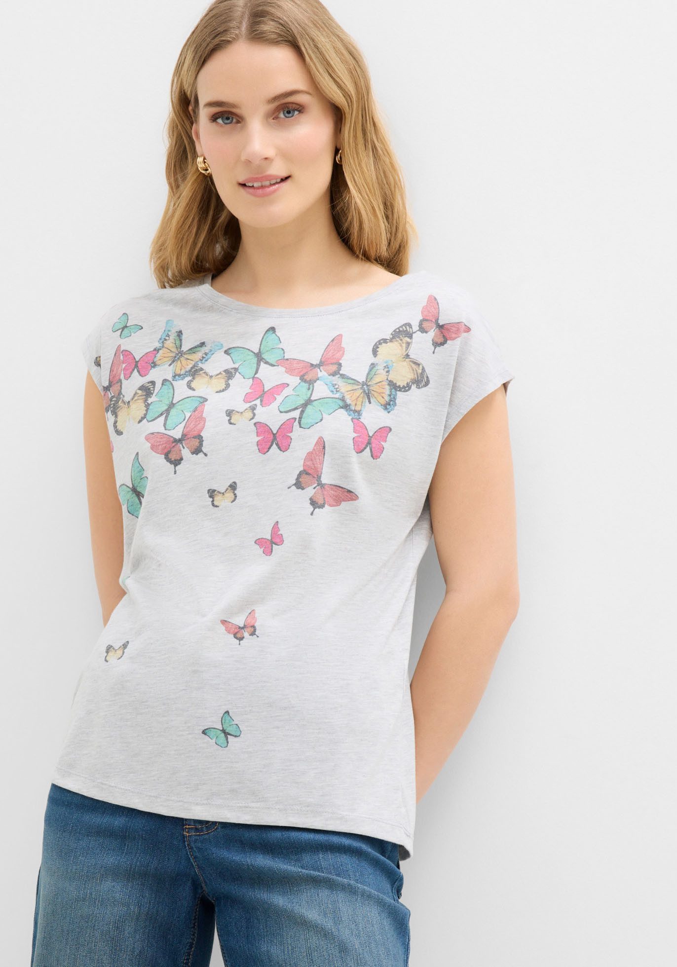 bonprix T-Shirt Slim fit Passform, Kurzarm mit kleinen Flügelärmeln