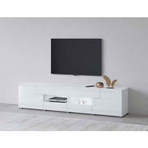 INOSIGN Lowboard Toledo,Breite 209cm, trendige TV-Schrank mit dekorative Fräsungen, TV-Board ohne Beleuchtung, TV-Kommode mit viel Stauraum