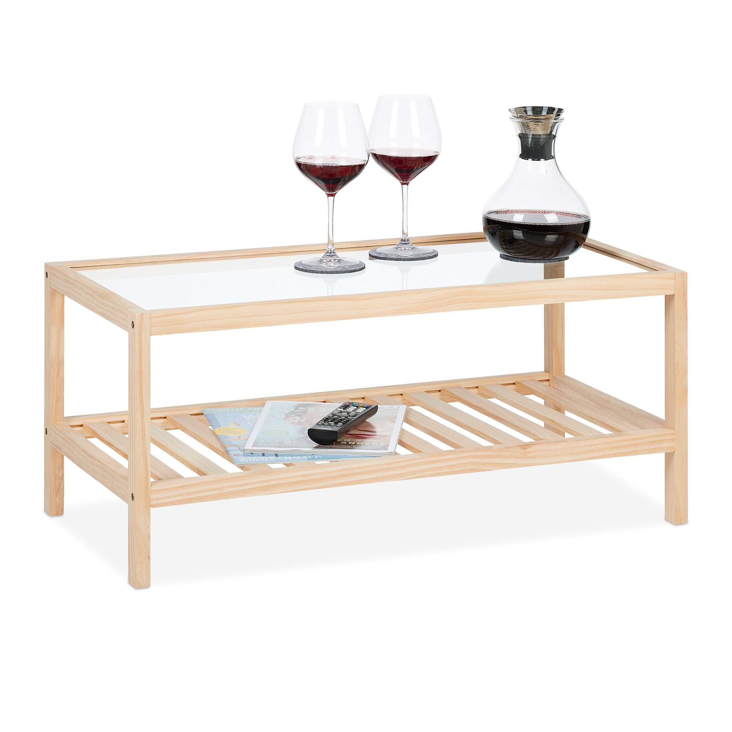 relaxdays Couchtisch mit Glasplatte günstig online kaufen