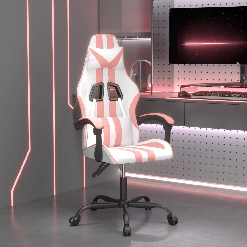 Gaming-Stuhl Weiß Rosa 57,5x59,5x(121-131) cm Kunstleder Metall