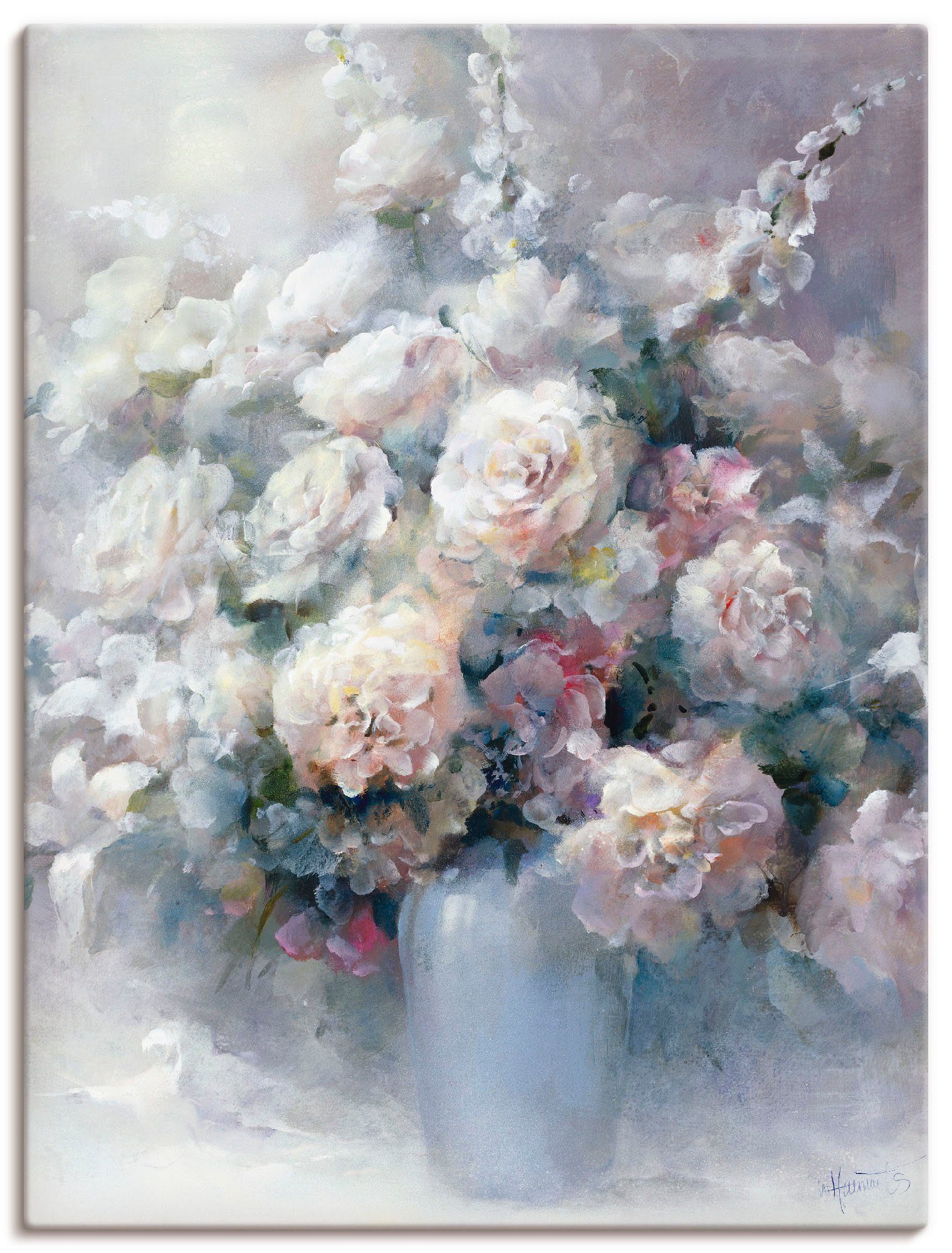 Artland Wandbild Weißer Strauß, Blumen (1 St), als Leinwandbild, Poster in verschied. Größen