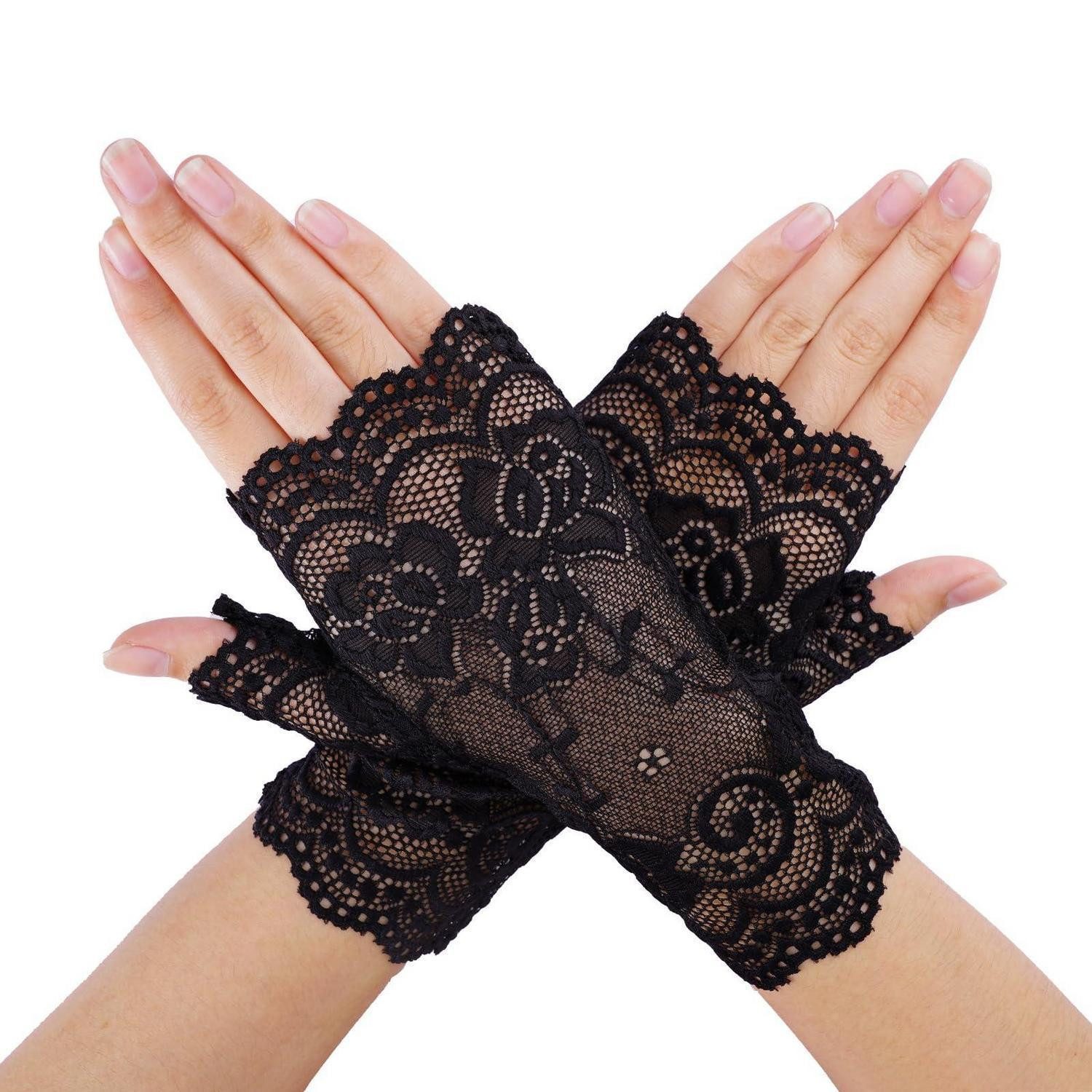 LuxusKollektion Abendhandschuhe Damen Spitzenhandschuhe Schwarz Elegant 18cm (1-St)