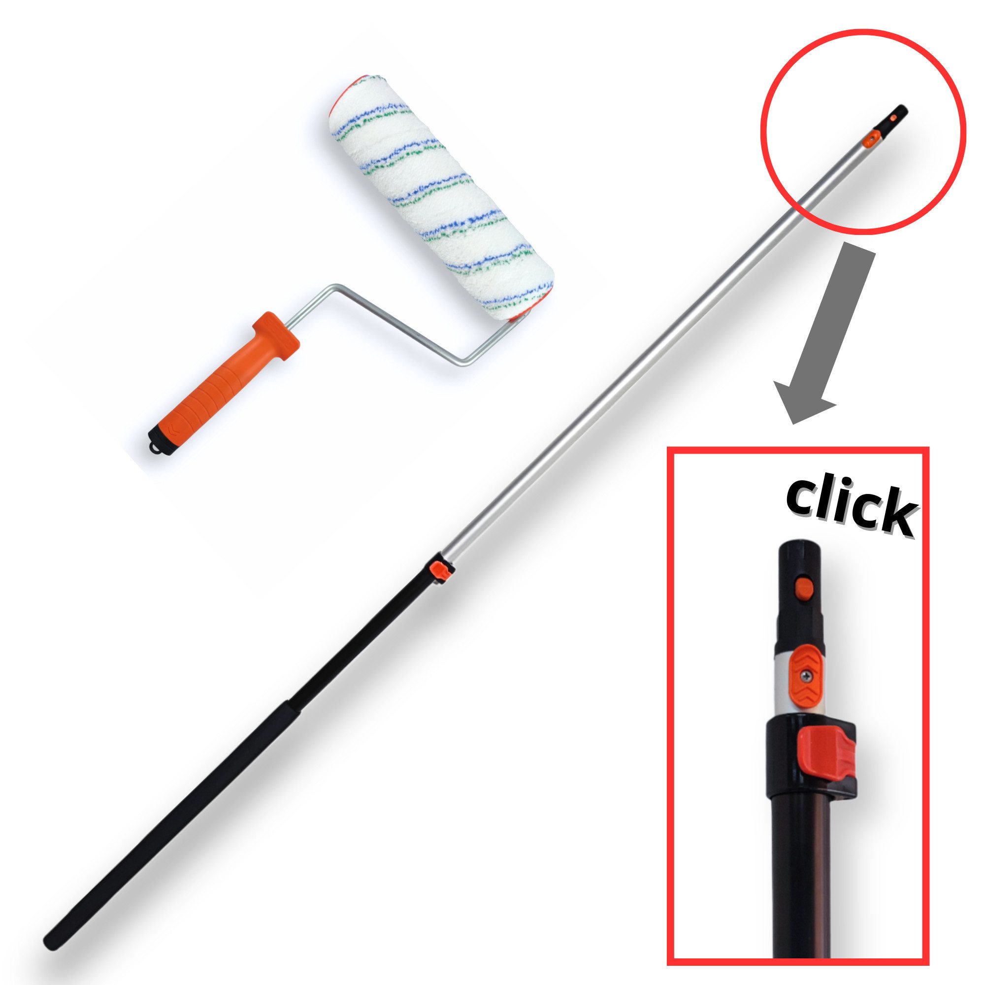 Farbroller Farbroller Mikrofaser 5cm + Bügel + Teleskopstiel CT01