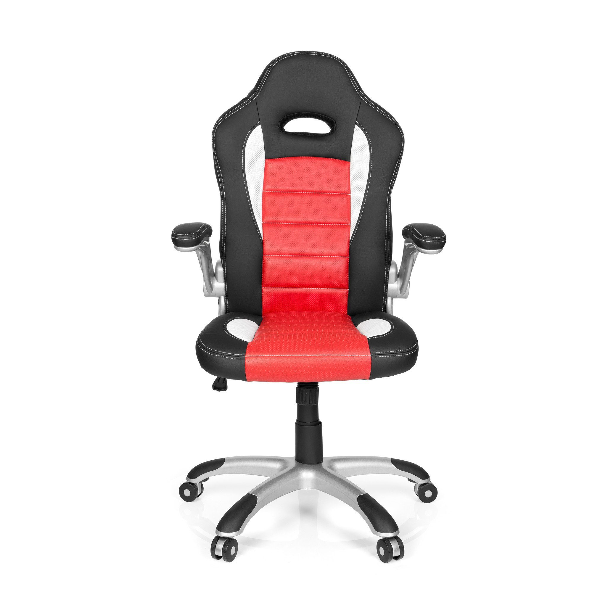 hjh OFFICE Drehstuhl Gamingstuhl GAME SPORT Kunstleder, ergonomisch Weiß / Schwarz / Rot