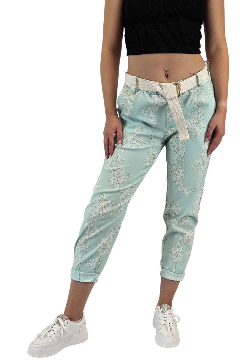 Sa-Lucca Jogger Pants Damen Joggpants mit edlem Blumen-Muster und Stretch-Komfort elastischer Bund