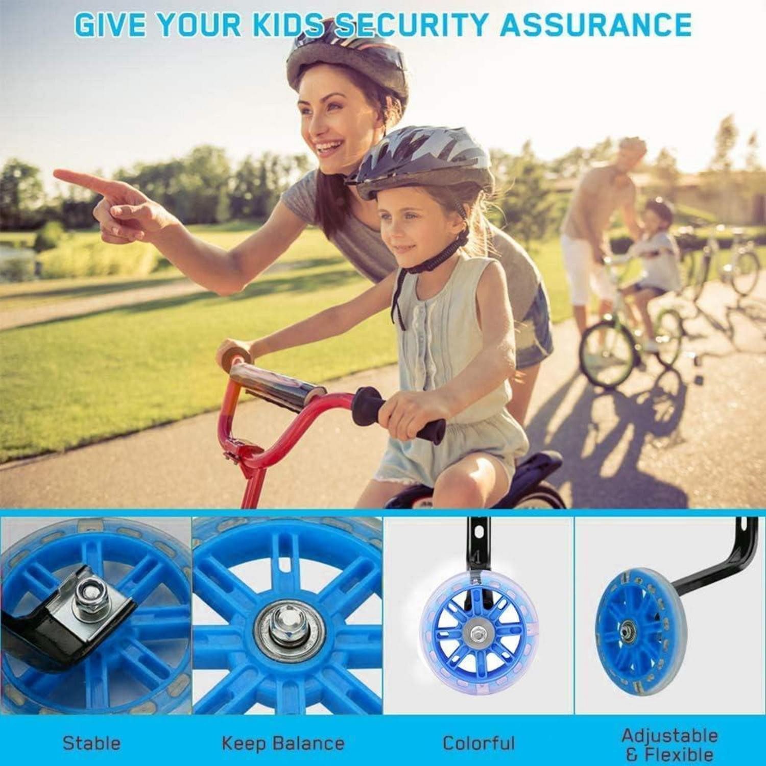 LuxusKollektion Fahrrad-Stützrad Stützräder Kinder Fahrrad Universal Erwachsene Hilfsräder Blau 1PCS