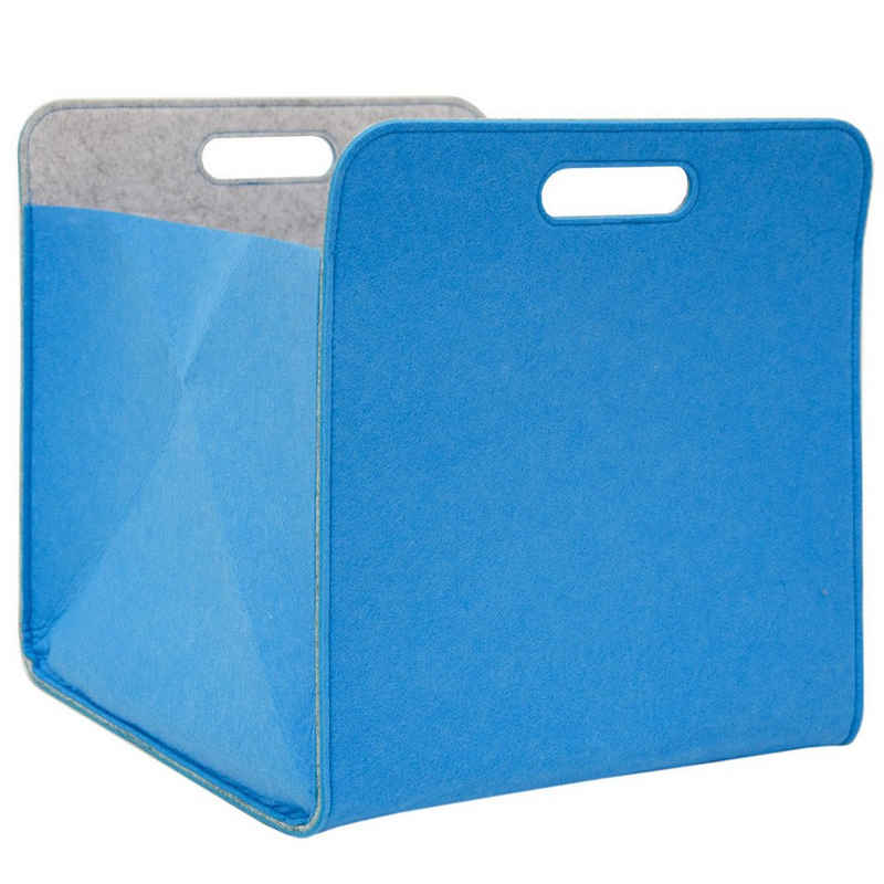 DuneDesign Aufbewahrungsbox Filz Aufbewahrungsbox Filzkorb Regal Einsatz Box, 33x33x38 cm Box Blau