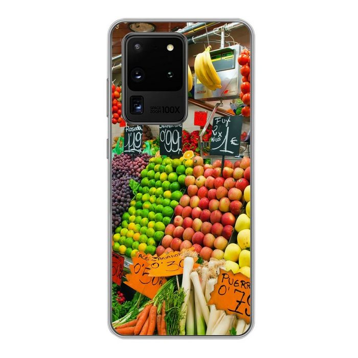 MuchoWow Handyhülle Obst - Gemüse - Behälter - Markt Phone Case Handyhülle Samsung Galaxy S20 Ultra Silikon Schutzhülle