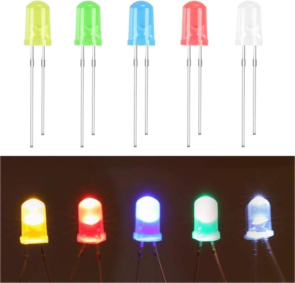 FELIXLEO LED Baustrahler 100 Stück LED Leuchtdiode, 5mm 3V Leuchtdiode (20pcs Jede Farbe)