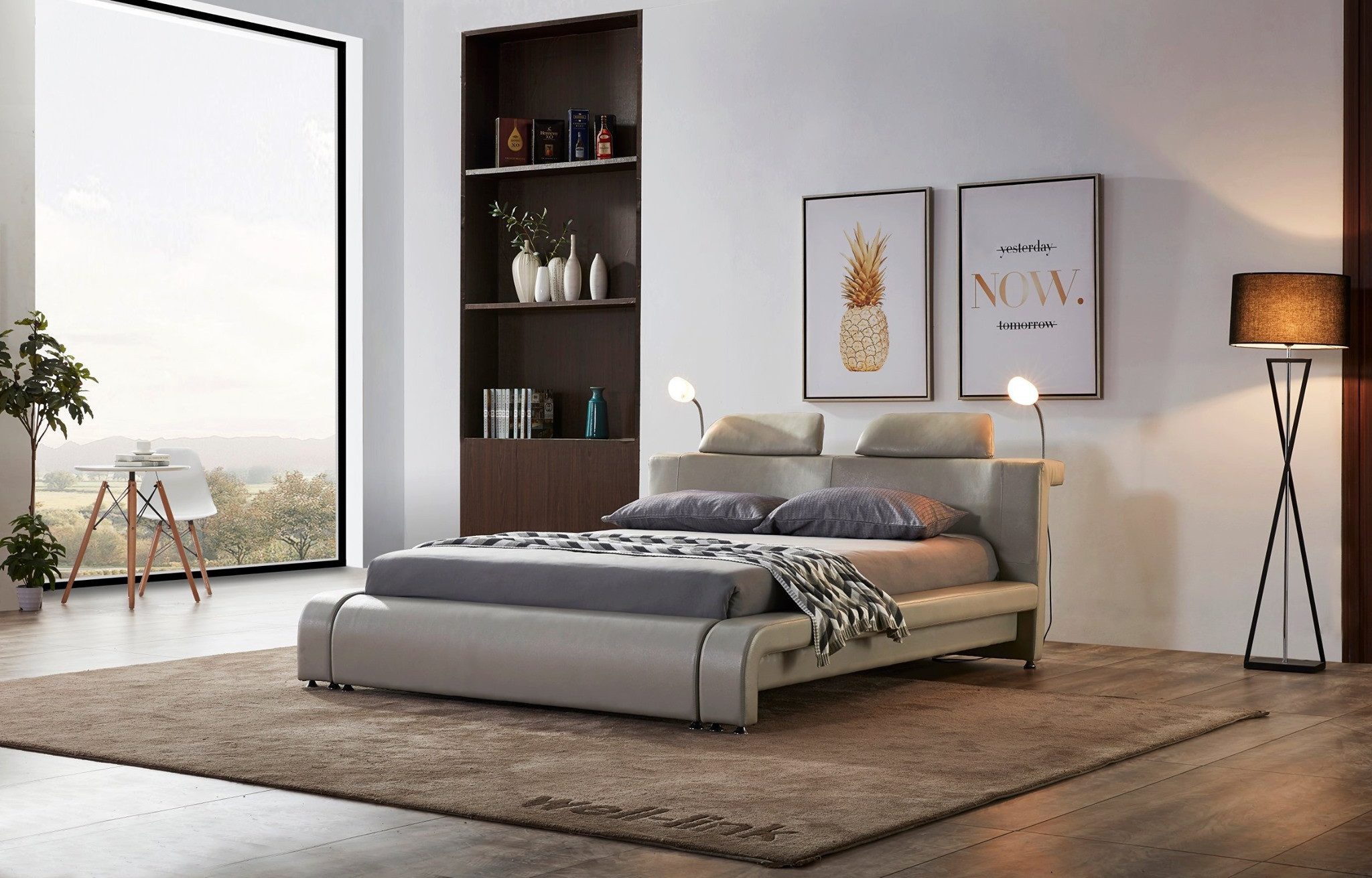 Xlmoebel Bett Modernes Ehebett mit Lederpolsterung und elegantem Design in der Размер (Bett), Hergestellt in Europa