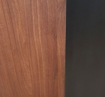 Feldmann-Wohnen Lowboard Alicante (mit Griffen aus Metall, Türen mit Soft-Close-Funktion, Teilauszug, 1 St., mit 2 Türen, 1 Schublade, 1 offenem Fach & Kabeldurchführung), 200cm walnussfarben / schwarzgrau