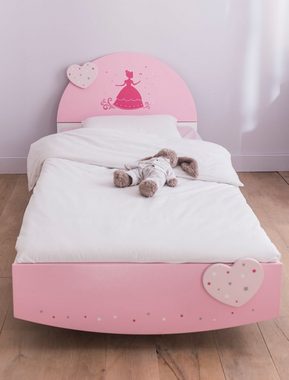 Kindermöbel 24 Kinderbett 90*190 cm Lotte weiß - rosa