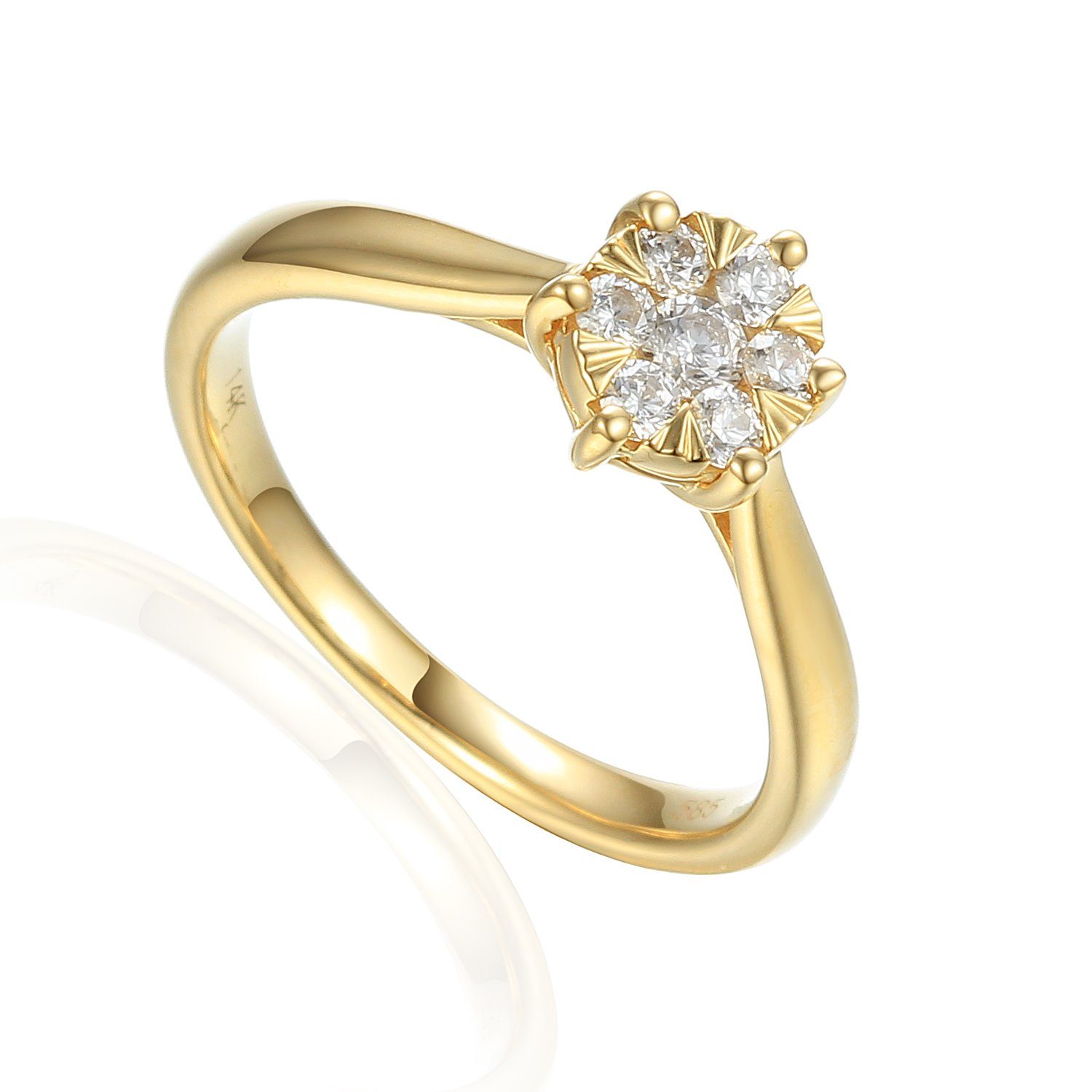 Solitärring 585er Gelbgold Damenring Solitair mit Zirkonia