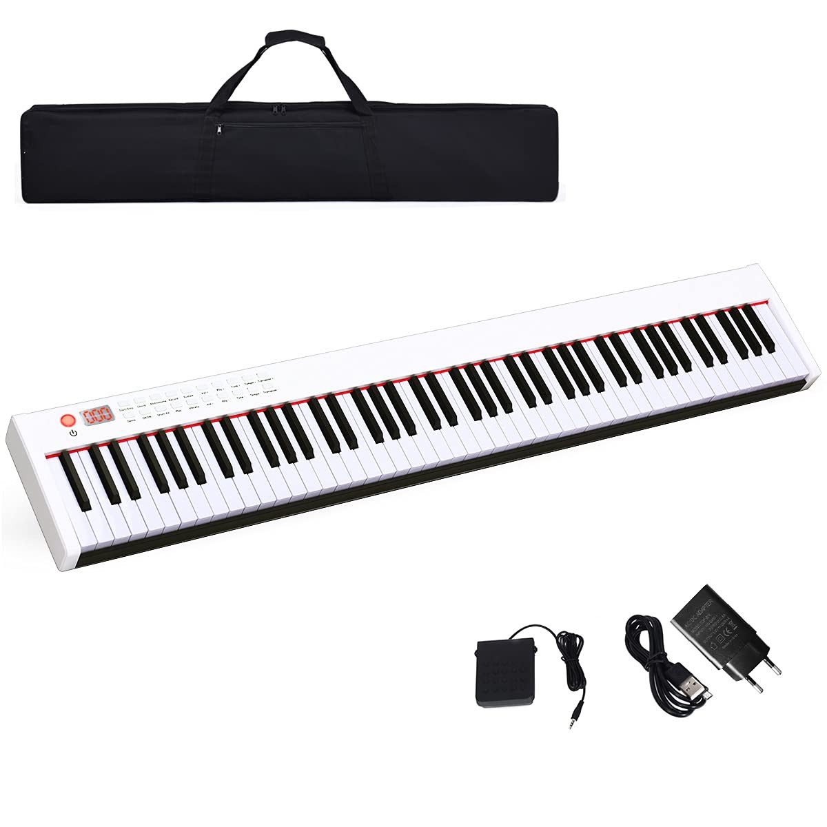 COSTWAY Home-Keyboard, 88 Tastatur, mit 128 Rhythmen/128 Töne/20 Demos