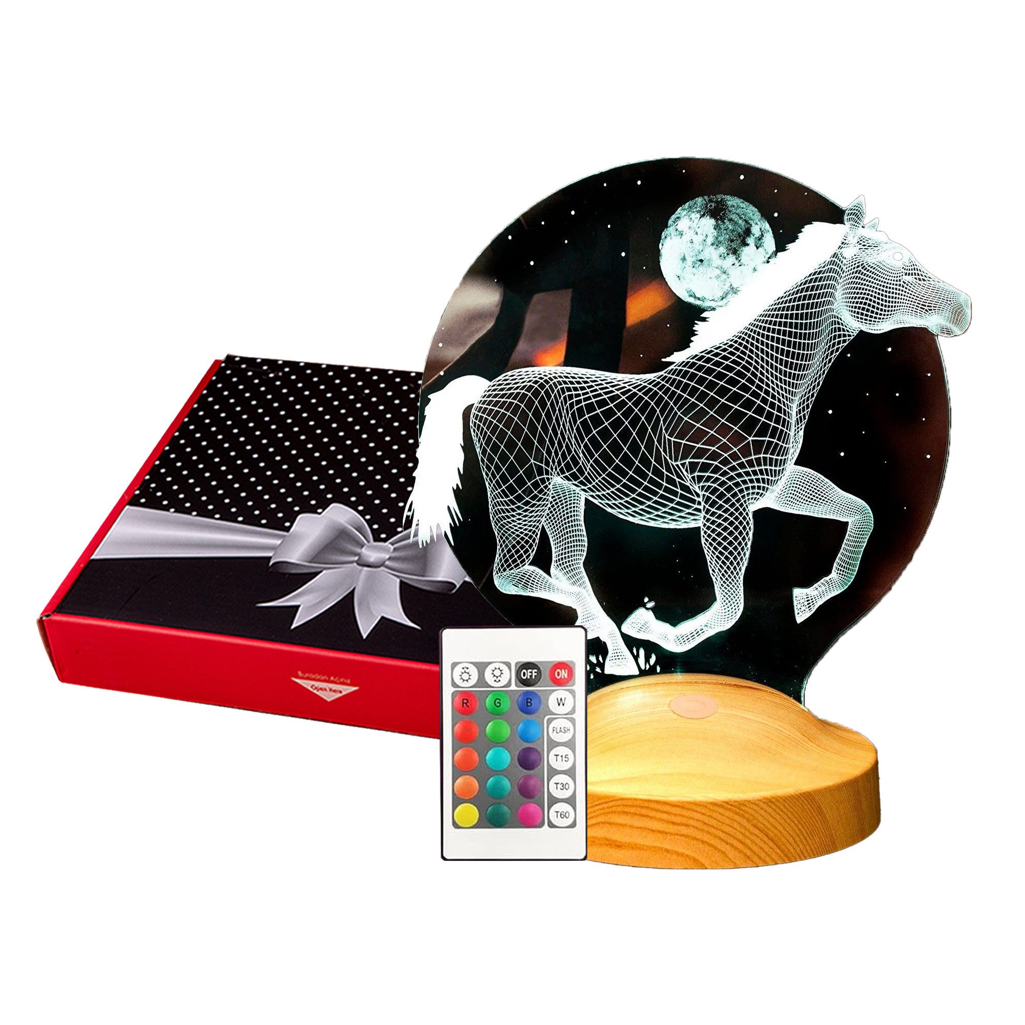 Geschenkelampe LED Nachttischlampe Pferd 3D Nachtlicht günstig online kaufen