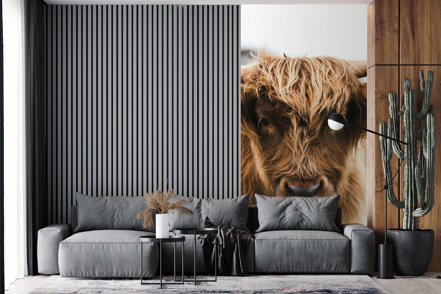 Gras Vliestapete Schlafzimmer St), bedruckt, Highlander - Natur, Schottischer Fototapete Küche, - Kuh - für Wohnzimmer Tiere (2 Matt, MuchoWow - Fototapete