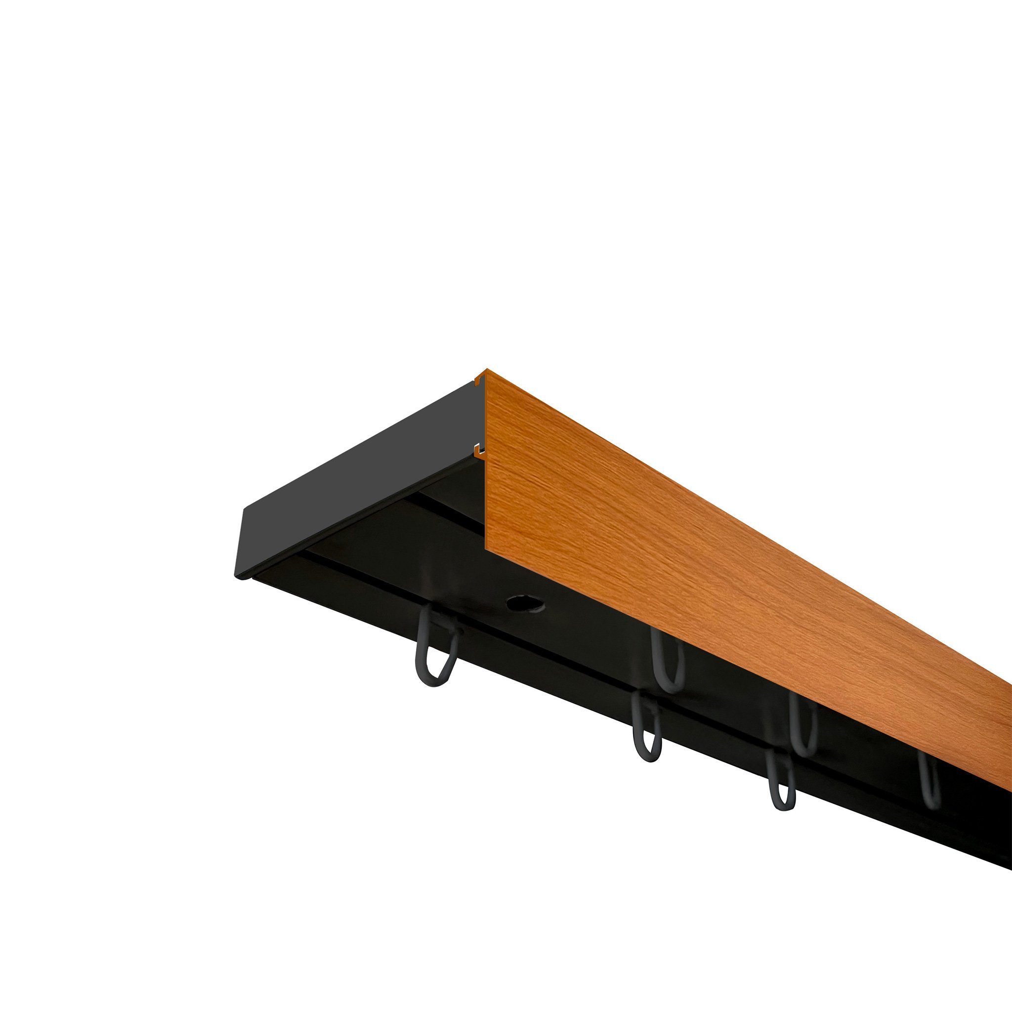 Vorhangschiene SH Set, 2-läufig, schwarz, mit 7.5 cm Blende, SN DECO GROUP,  Fixmaß, Verschraubt | Gardinenstangen
