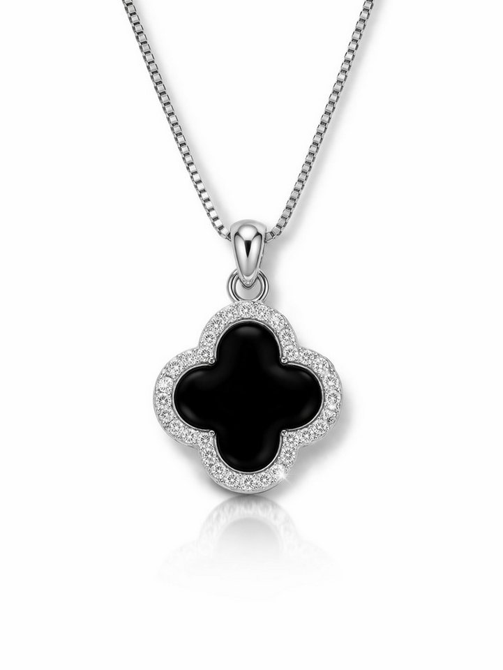 ROUGEMONT Kette mit Anhänger Kleeblatt Damen Clover Halskette Glücksbringer 925 Sterling Silber, Hypoallergen für empfindliche Haut