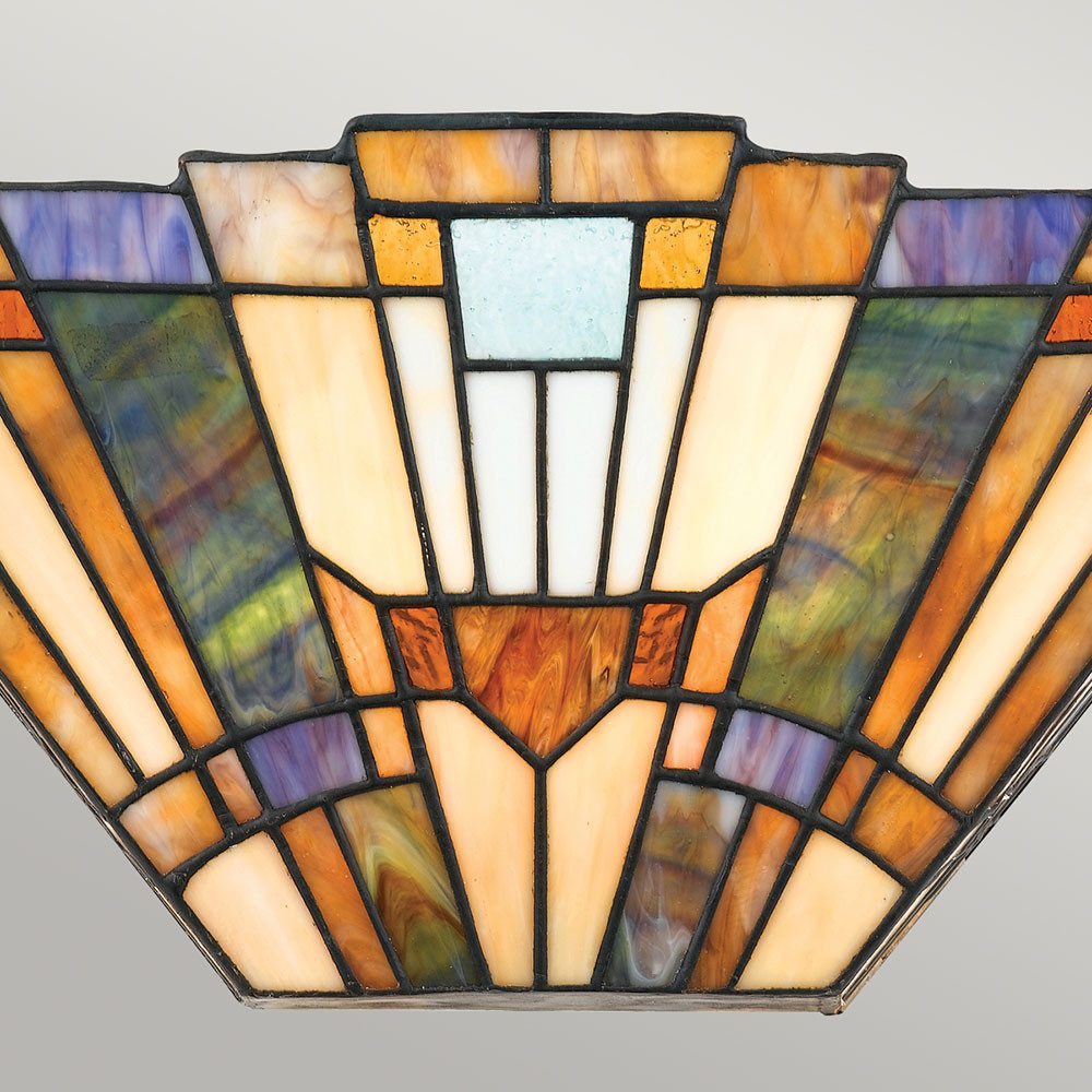 Elstead LIGHTING Wandleuchte, Leuchtmittel nicht inklusive, Wandleuchte Lampe Tiffany-Glas Metall Flurlampe Vintage Bronze B 40,6