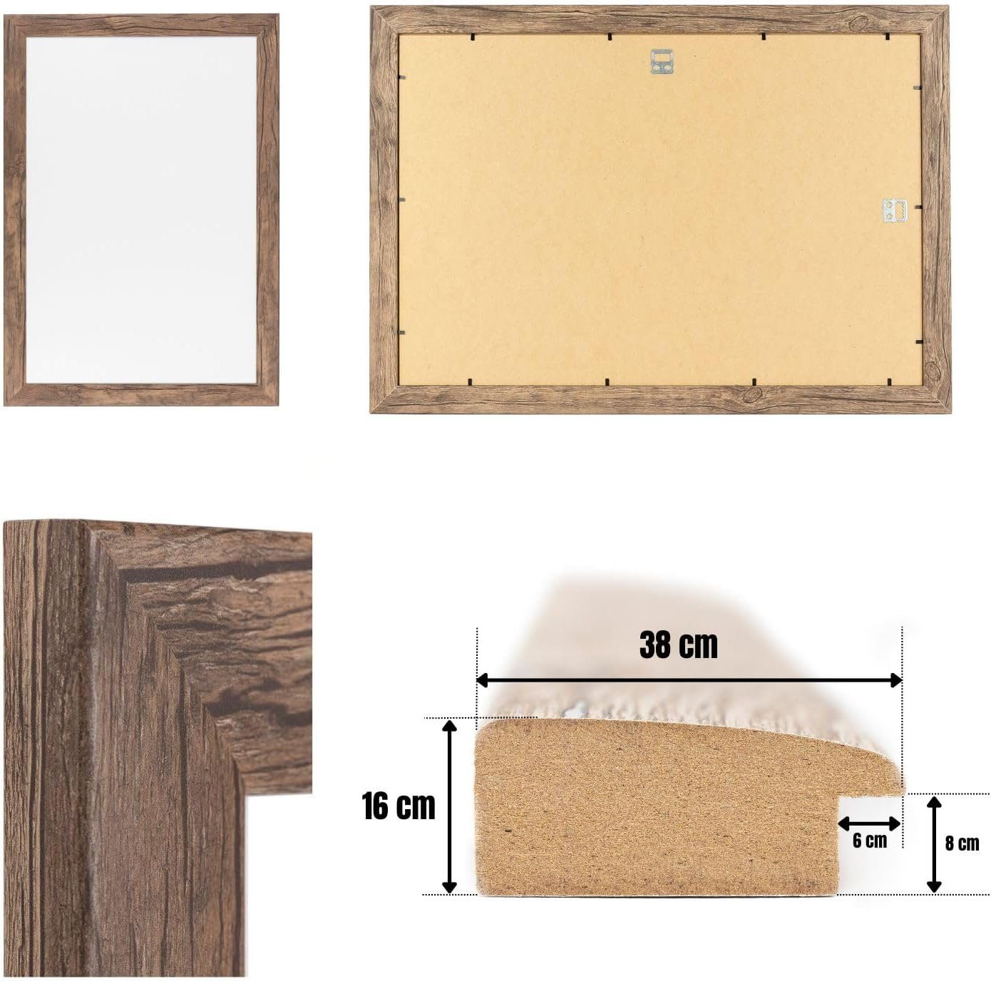 Clamaro Bilderrahmen, Bilderrahmen Eiche Dunkelbraun Neo Collage nach Maß modern Holz