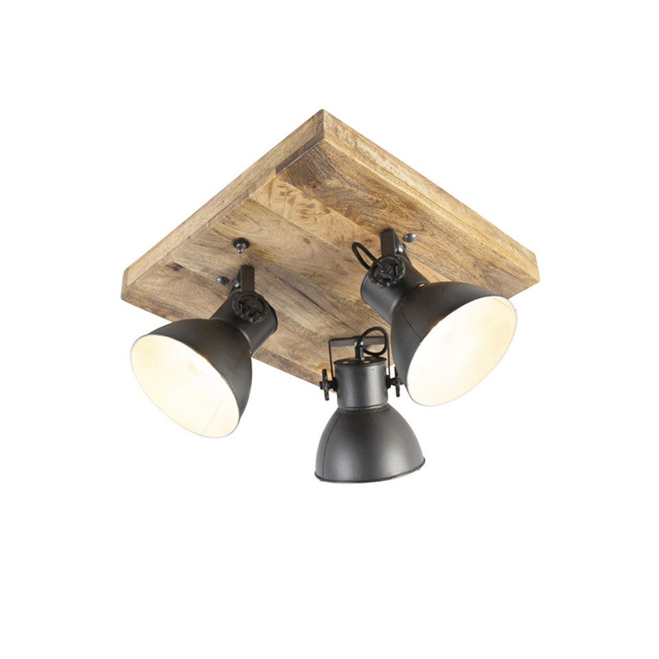 Qazqa LED Aufbaustrahler Mangoes, ohne Leuchtmittel, E27, Dunkelgrau, Industrie, Stahl, 3-flammig