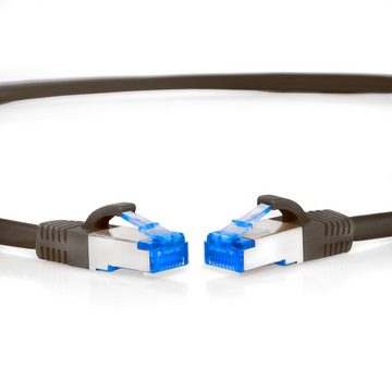 TPFNet Patchkabel CAT 6a Netzwerkkabel CAT.6a - Gigabit Ethernet LAN-Kabel, RJ45, RJ-45 (Ethernet) (25 cm), mit Rastnasenschutz - 10 Gbit/s - S/FTP PIMF mehrfache Schirmung