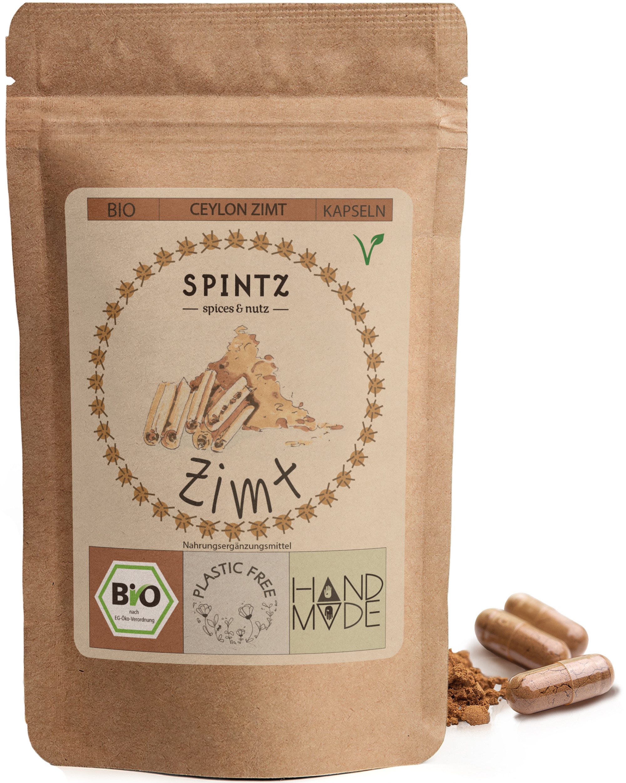 SPINTZ Bio Ceylon Zimt Kapseln 130 Stk 2x2 Kapseln (2g Ceylon Zimt Pulver) täglich mit ausreichend Flüssigkeit einnehmen, 1 er 130 St., 84 g