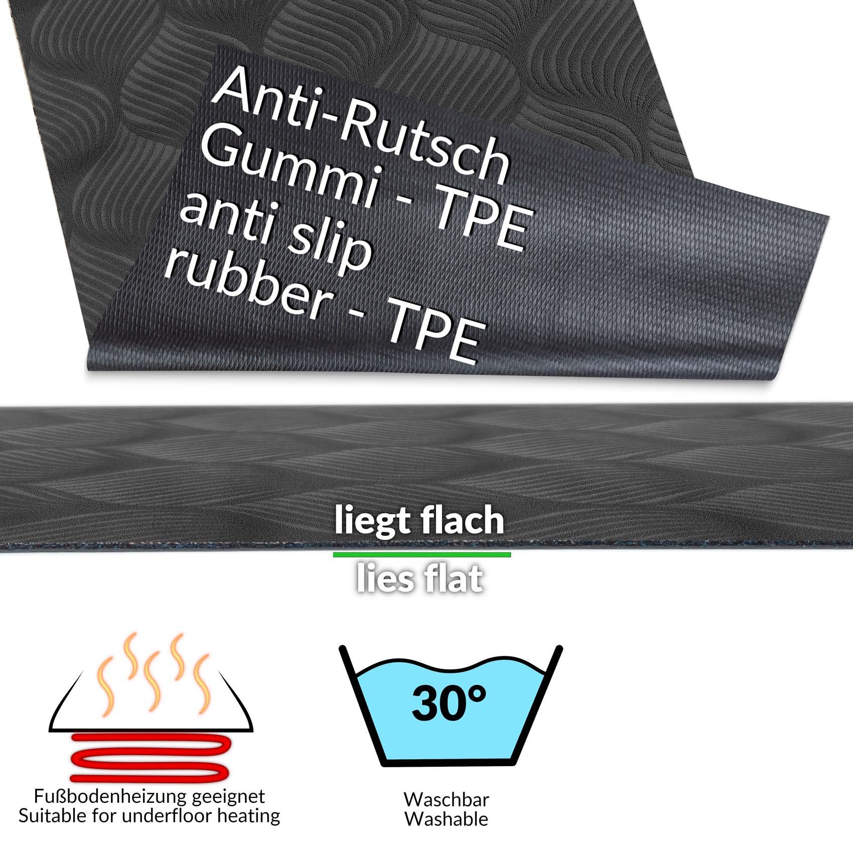 ANRO Küchenläufer BAKER Hochwertig Läufer Küchenteppich Teppich Textil, Eckig, Höhe: 3 mm, Velour – Bild 3 von 5