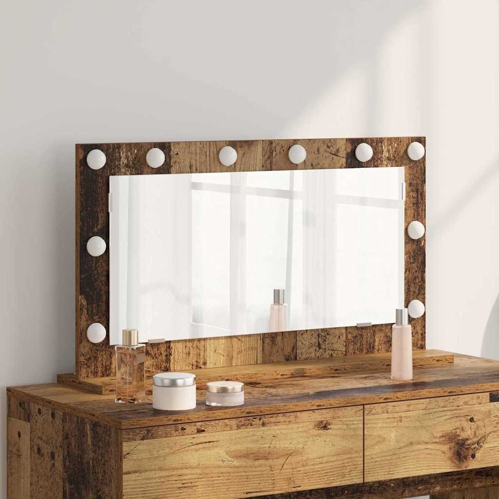 vidaXL Spiegel Waschtischspiegel Rechtwinklig Altholz 80 x 45 x 18 cm (1-St)