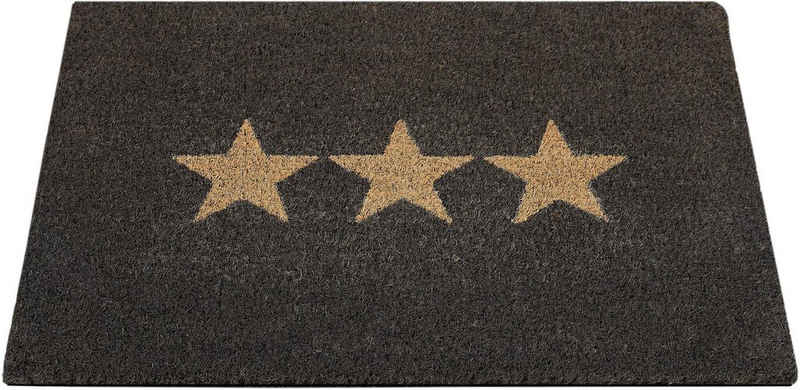 Fußmatte Kokos Star, Andiamo, rechteckig, Höhe: 15 mm, Schmutzfangmatte, Motiv Sterne, In- und Outdoor geeignet