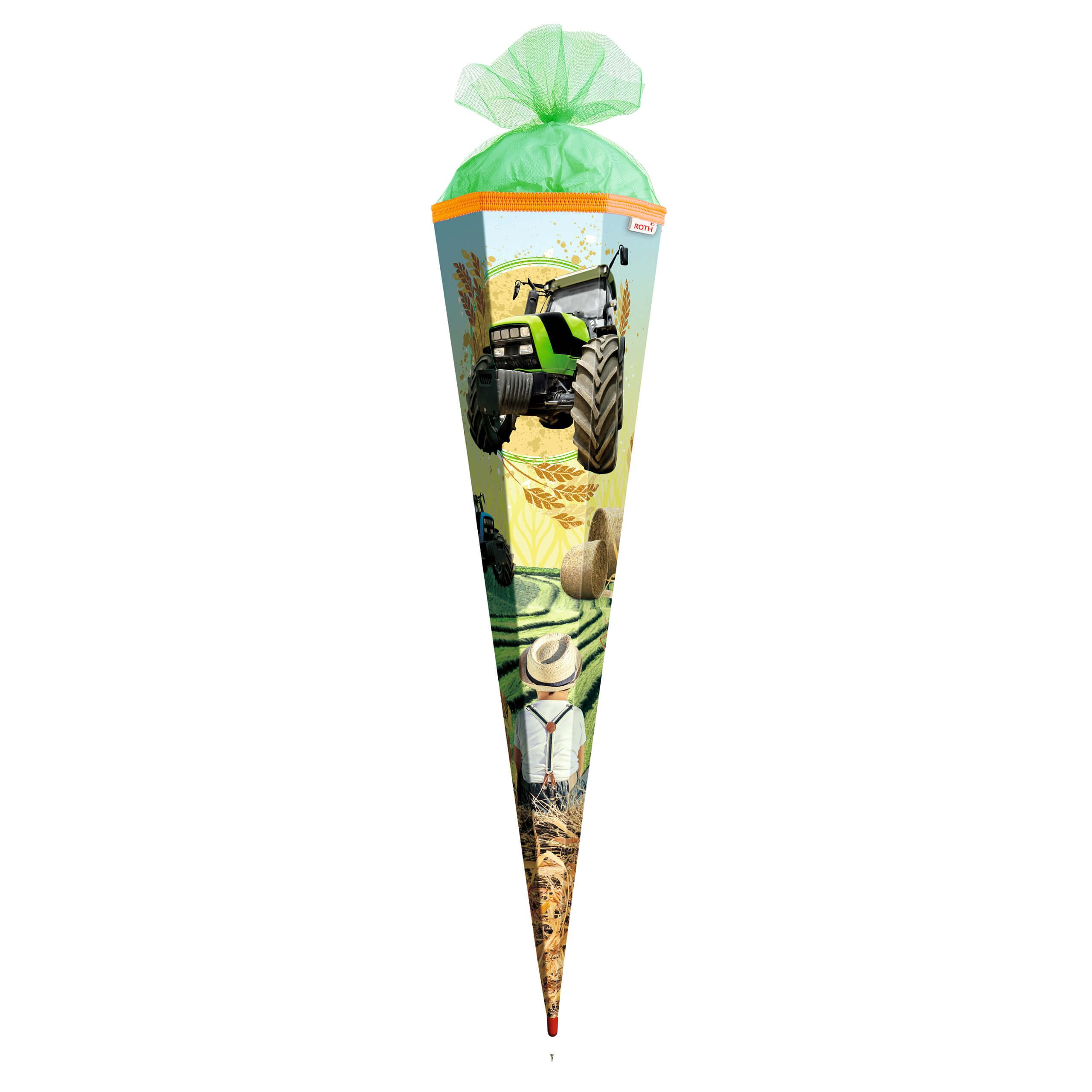 Schultüte Roth Motiv-Schultüte Traktor, 85cm, eckig, Tüllverschluss
