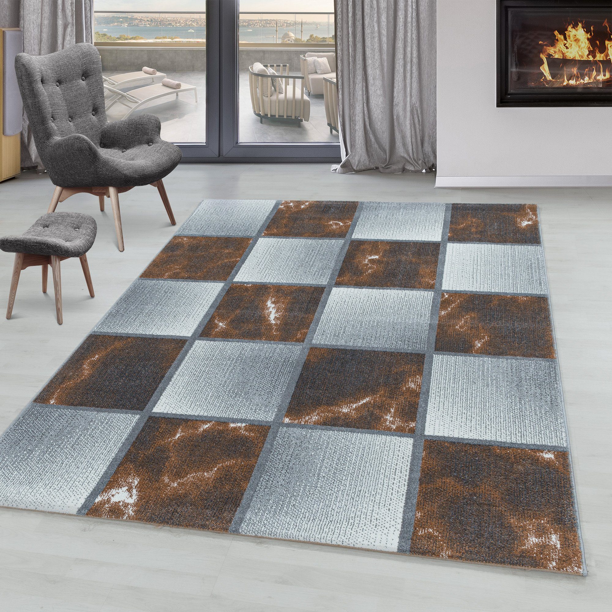 SIMPEX24 Teppich Kariert Design, Läufer, Höhe: günstig online kaufen