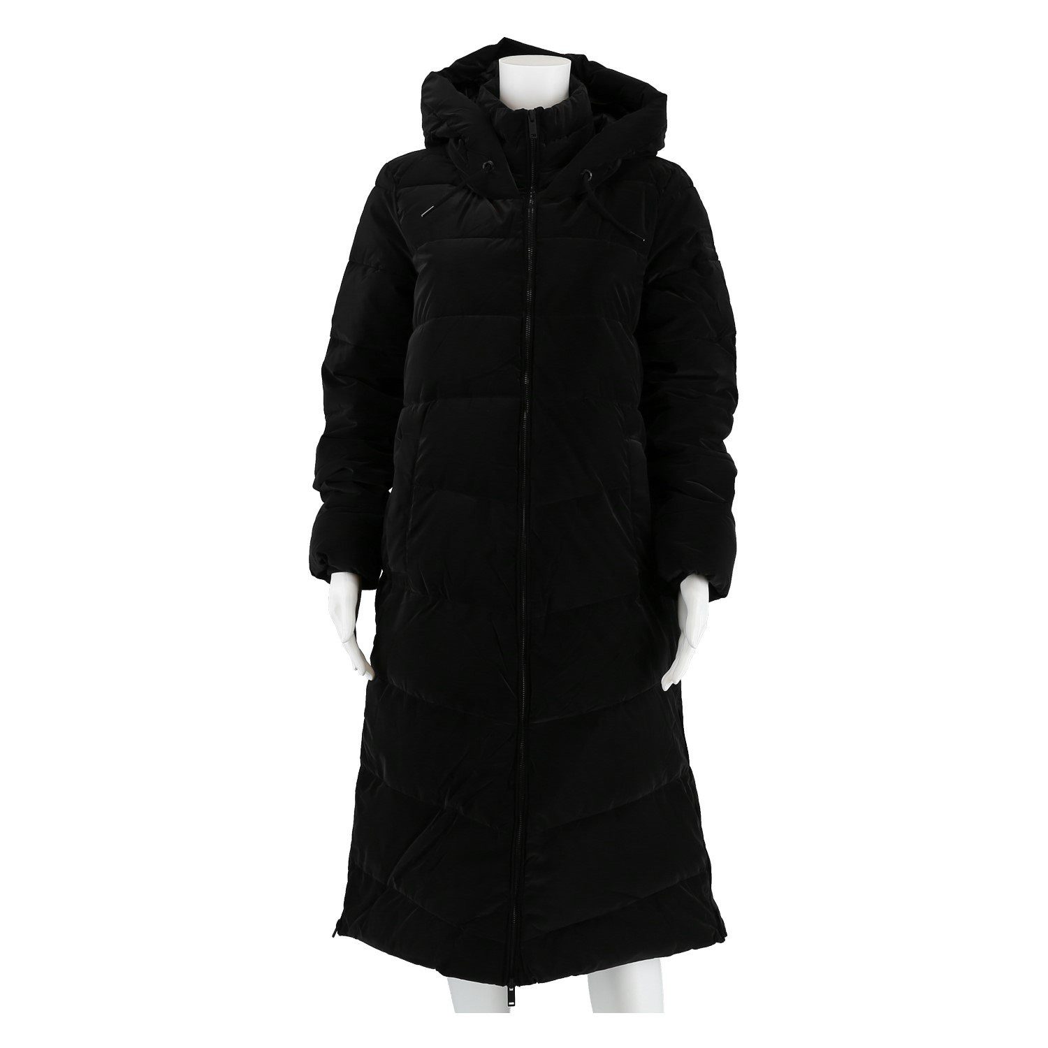 Wintermantel Coat Fix Hood (Glanzeffekt, wattiert, warm) schwarz Damen