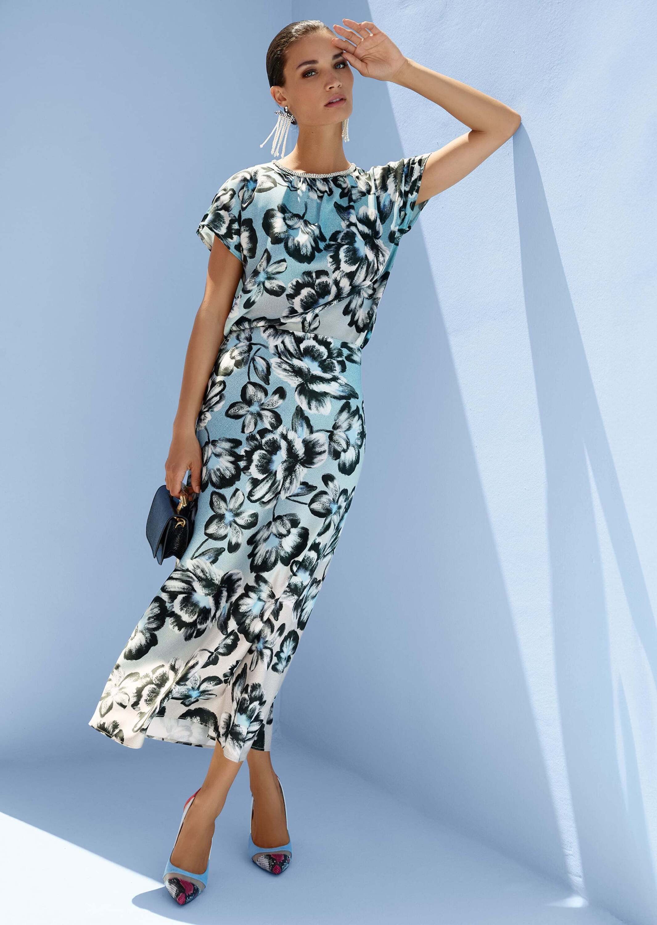 MADELEINE Maxirock Eleganter Floral-Druck für stilvolle Auftritte Wadenlanger Rock mit seitlichem Reißverschluss