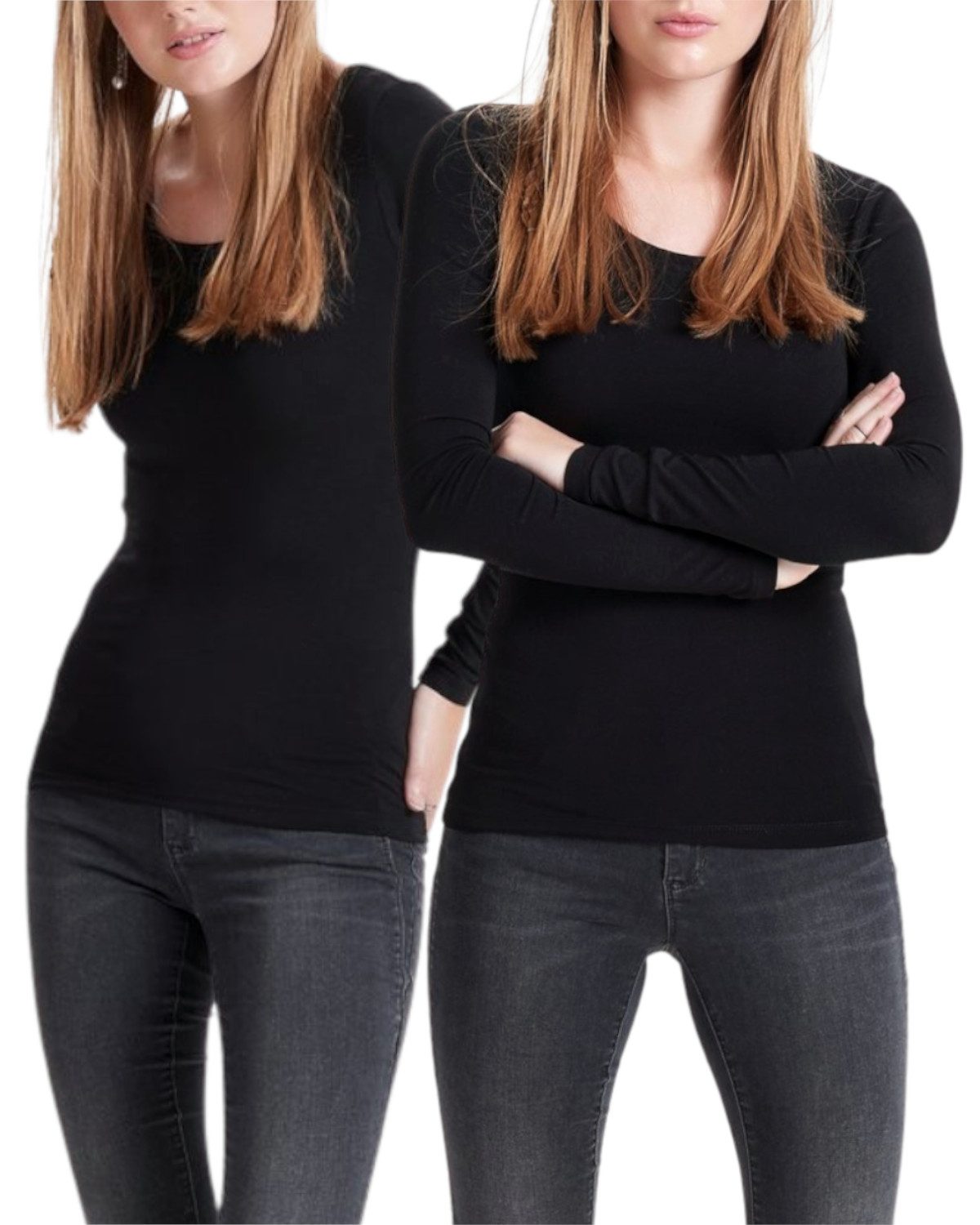ONLY Langarmshirt Basic Shirt im 2er-Set günstig online kaufen