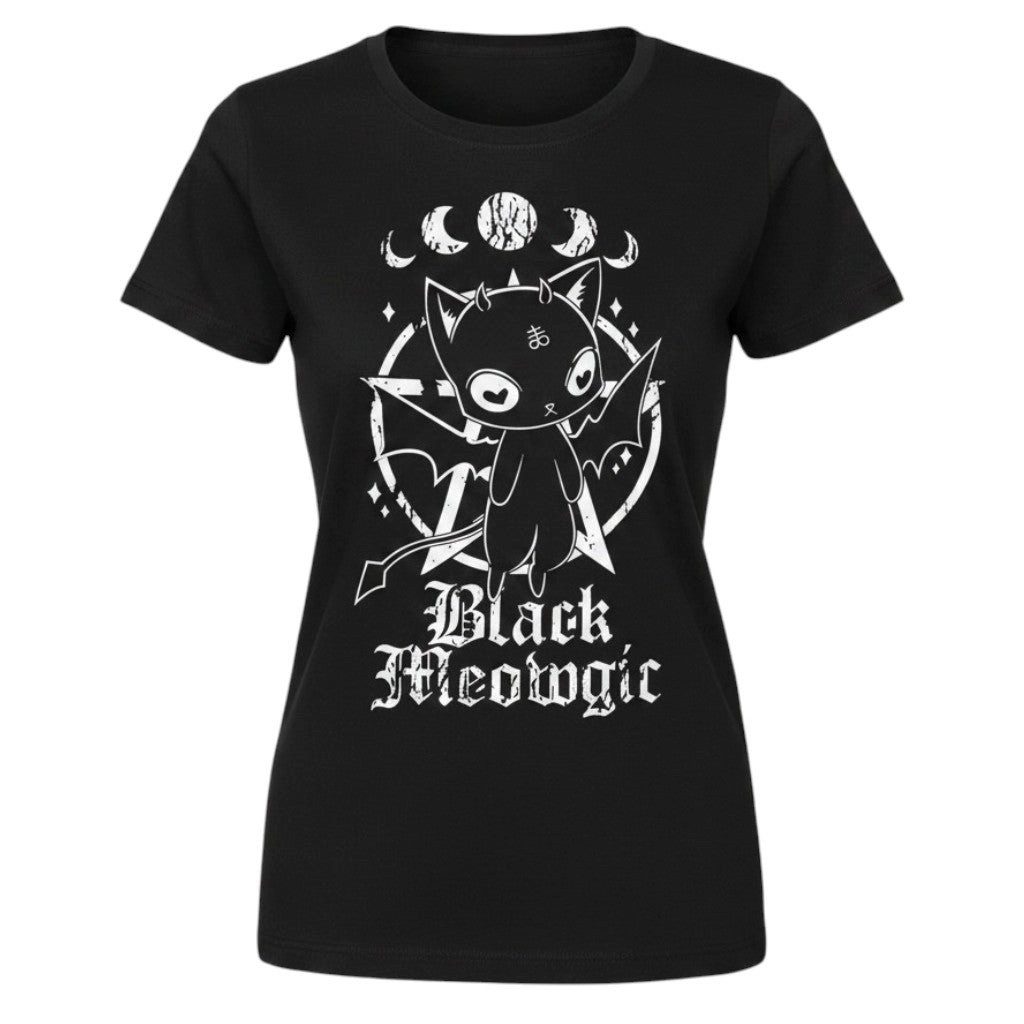 Cupcake Cult Print-Shirt Black T-Shirt – Gothic Katzen-Print von Cupcake Cult Gothic Shirt Anime aus Baumwolle mit Print