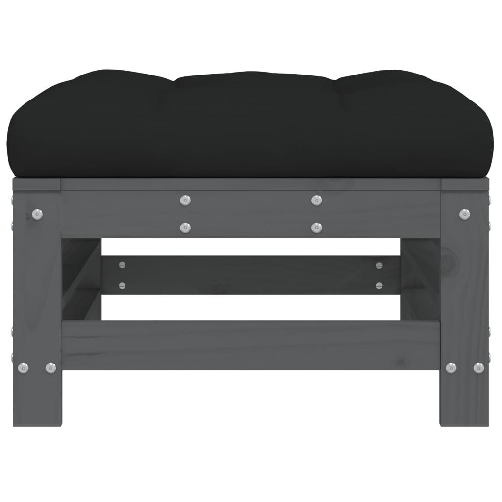 vidaXL Sofaelement Gartenhocker mit Kissen Grau günstig online kaufen