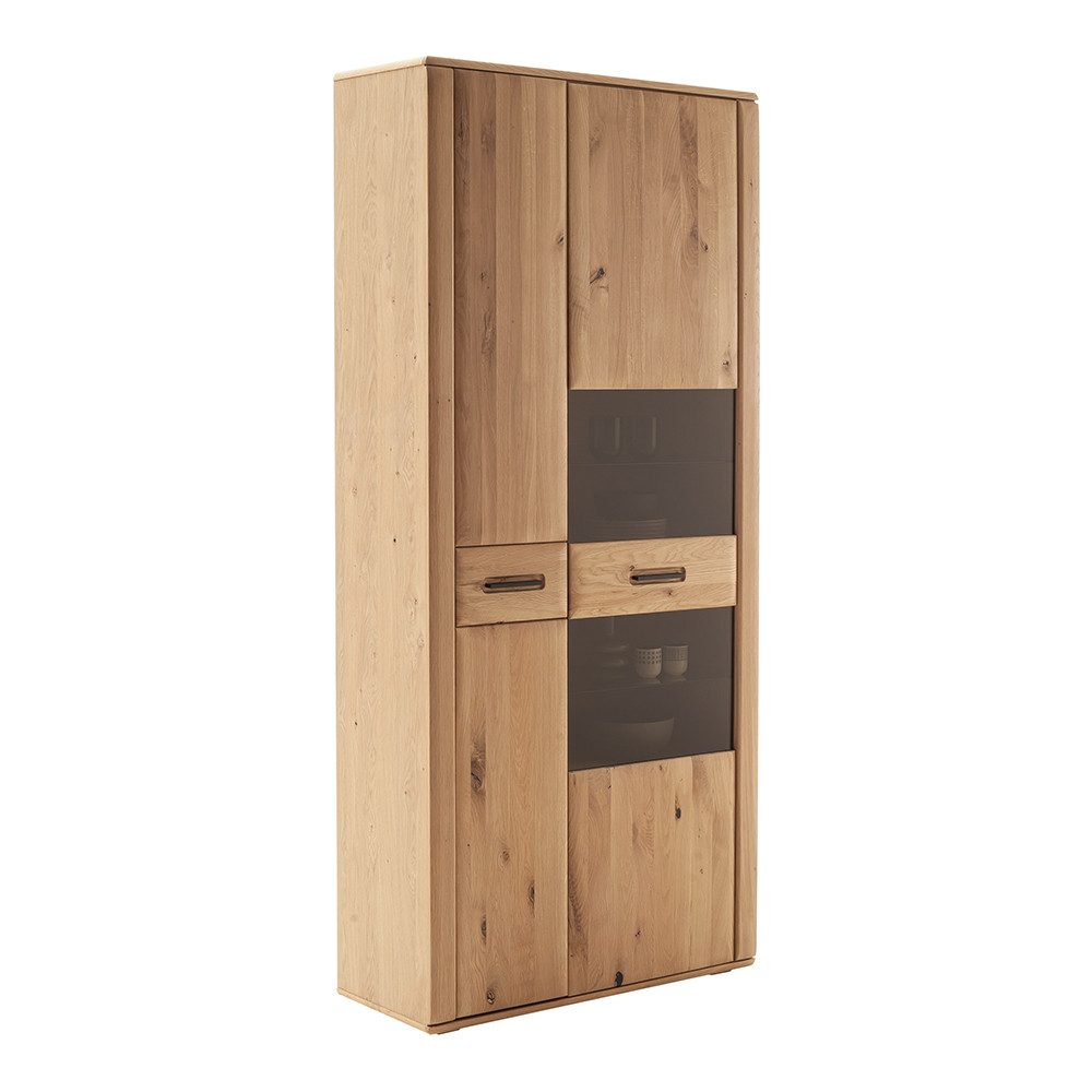 Lomadox Vitrine ANCONA-05 Vitrinenschrank, Eiche teilmassiv geölt