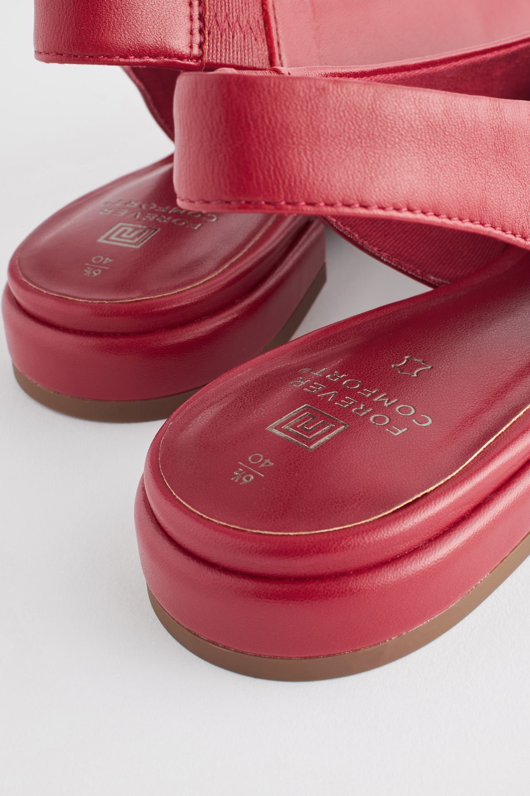 Red (1-tlg) Slingbacks Leder Slingsandale aus Forever Comfort® Next