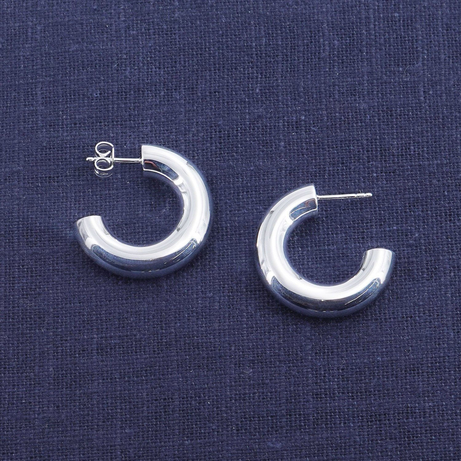 trendor Paar Creolen Damen-925 Silber Halb-Creolen ⌀ 25 mm günstig online kaufen